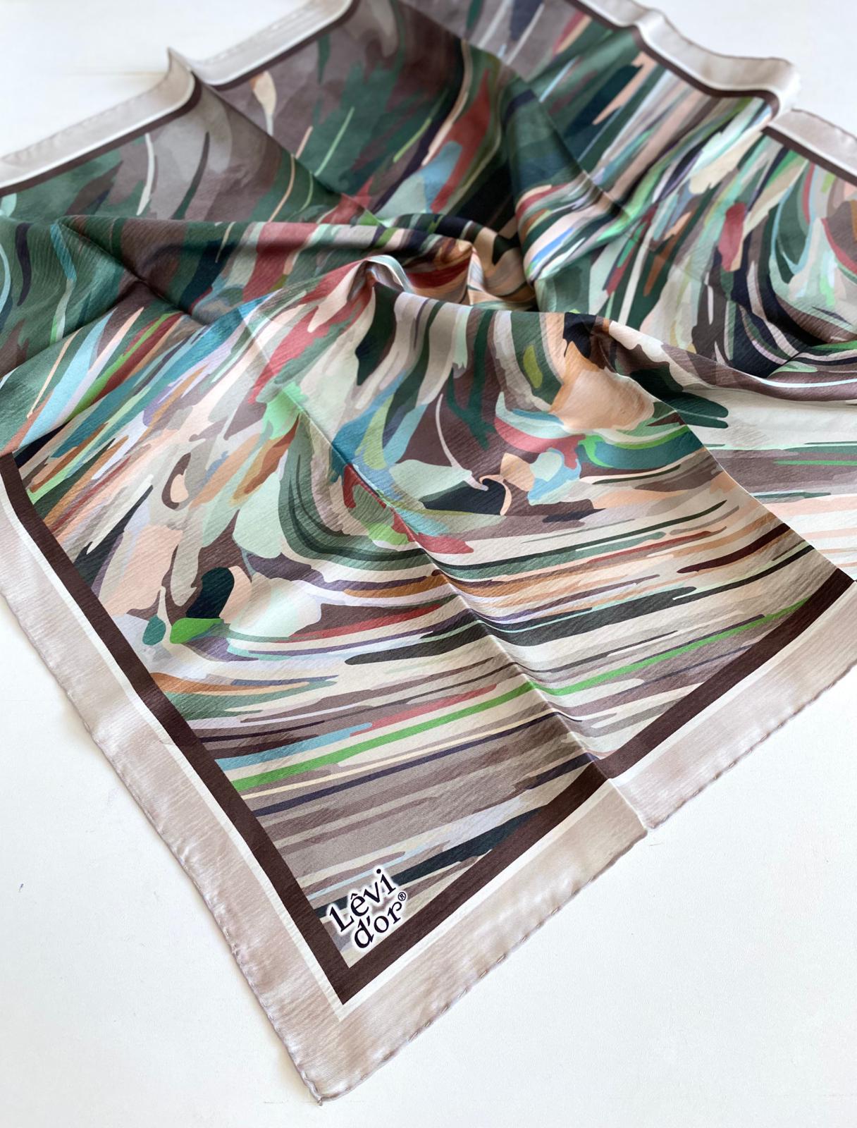 levidor-tivil-saf-ipek-esarp-49695-kah-3-a7e2 Levidor Tivil Saf İpek Eşarp 49695 Kahverengi Karışık Desen - Görsel 1