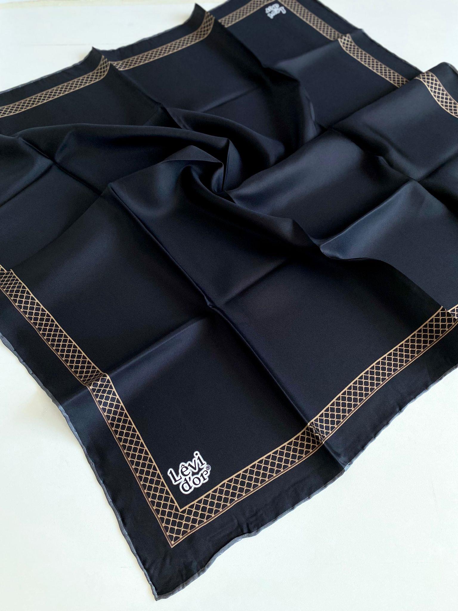 levidor-tivil-saf-ipek-esarp-49699-siy-1a3-66 Levidor Tivil Saf İpek Eşarp 49699 Siyah Karışık Desen - Görsel 1