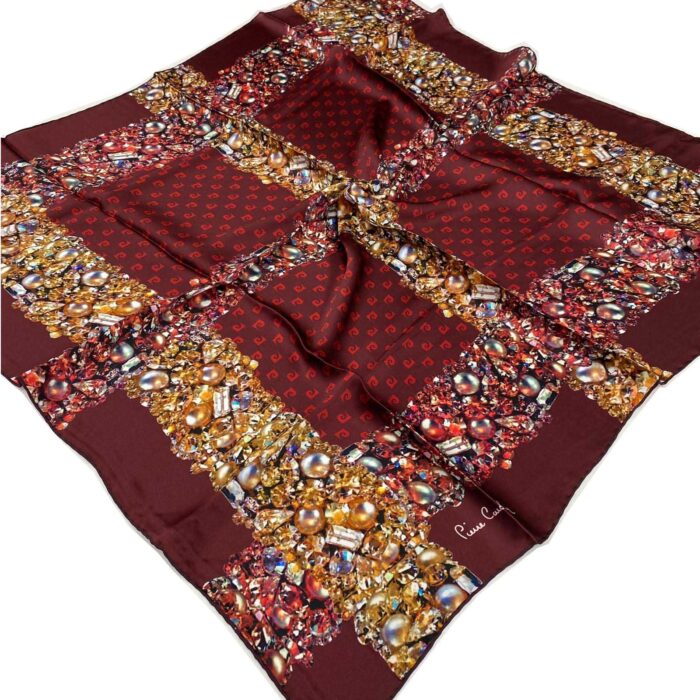 Pierre Cardin Defolu Bordo Logo Desenli Sura İpek Eşarp 4207701-28106 - Görsel 1