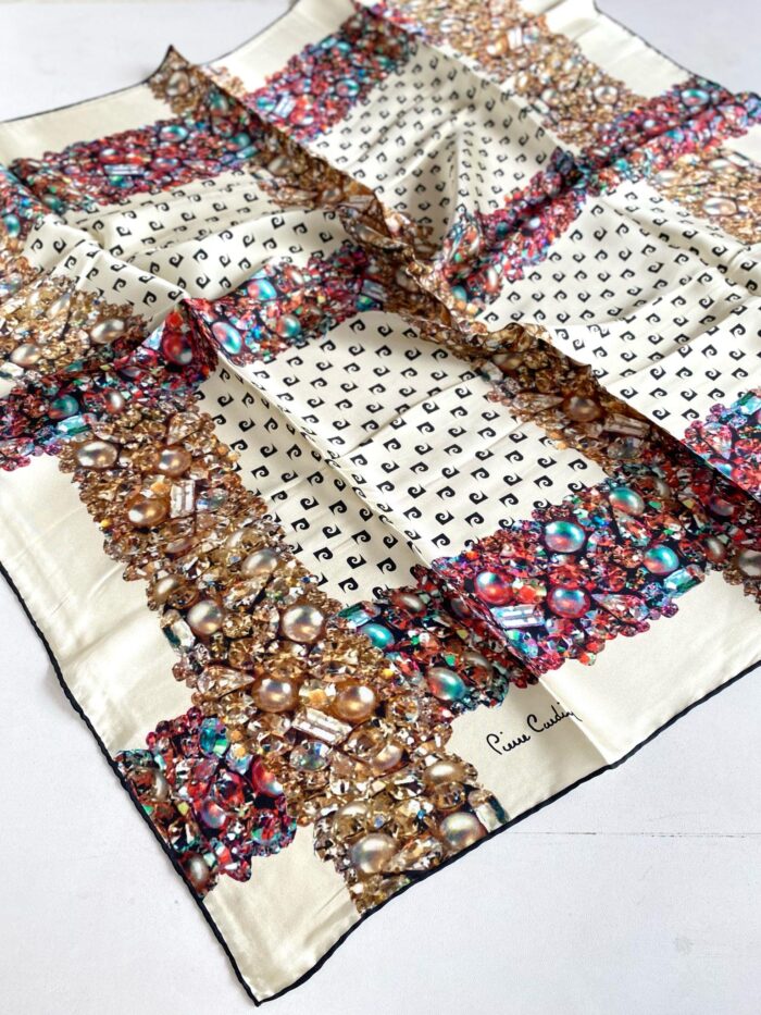 Pierre Cardin Krem Karma Desenli Sura İpek Eşarp 4207701-28134 - Görsel 1
