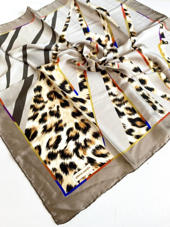 Pierre Cardin Sura İpek Eşarp 8585230 - 351 47811 Yeşil Leopar Desen - Görsel 1