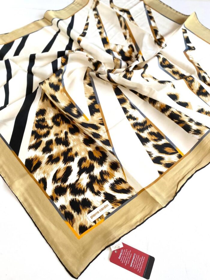 Pierre Cardin Sura İpek Eşarp 8585230 - 312 47809 Gold Leopar Desen - Görsel 1