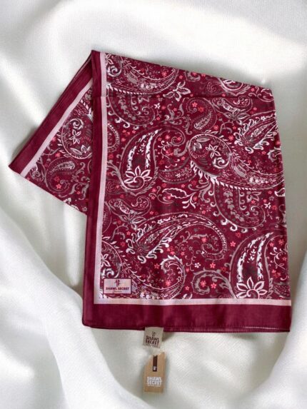 Shawl Secret Glamour Pamuklu Etnik Soft Şal 49525 Bordo