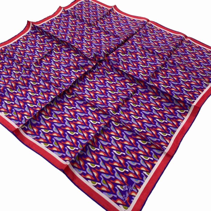 Silk Home Mor-Pembe Geometrik Desenli Tivil İpek Eşarp 11413-217 - Görsel 1