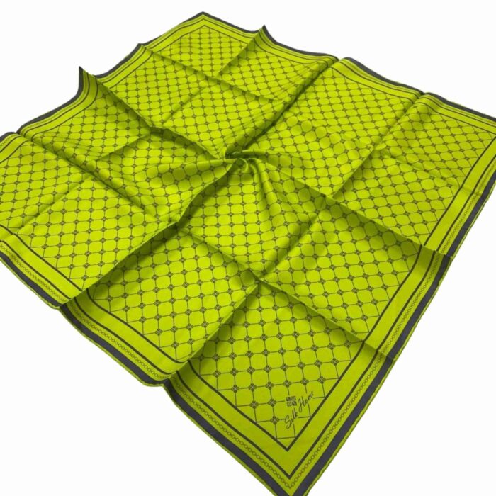 Silk Home Neon Yeşil Monogram Desenli Tivil İpek Eşarp 11393-97 - Görsel 1