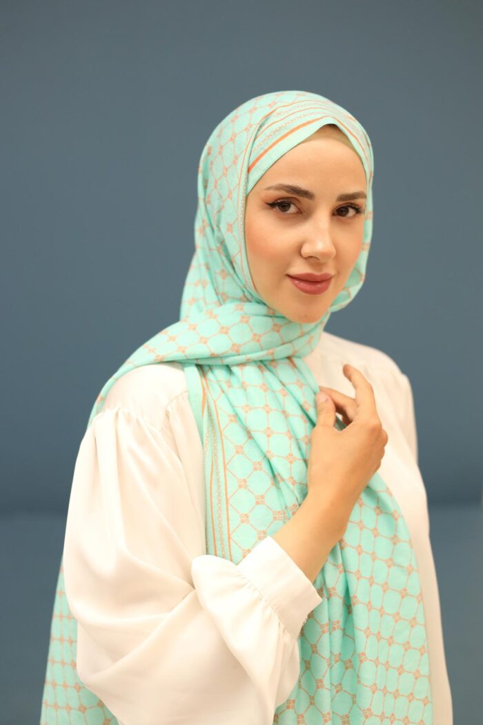 Silk Home Olinda Şal 49005-14 Turkuaz Yeşili, Parlak Turuncu - Görsel 1