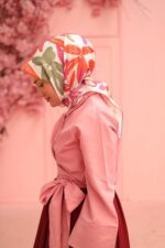 Silk Home Tivil İpek Eşarp 11439-16 Pembe Karışık Desen