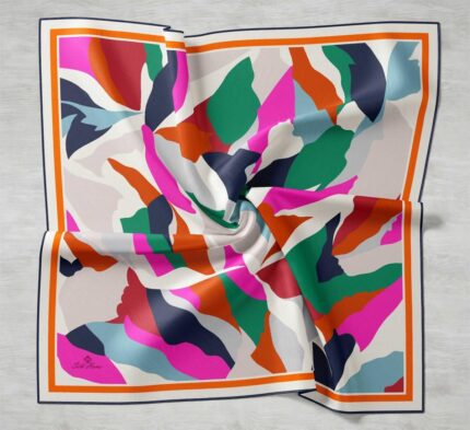 Silk Home Turuncu Desenli Sura İpek Eşarp 11398-07