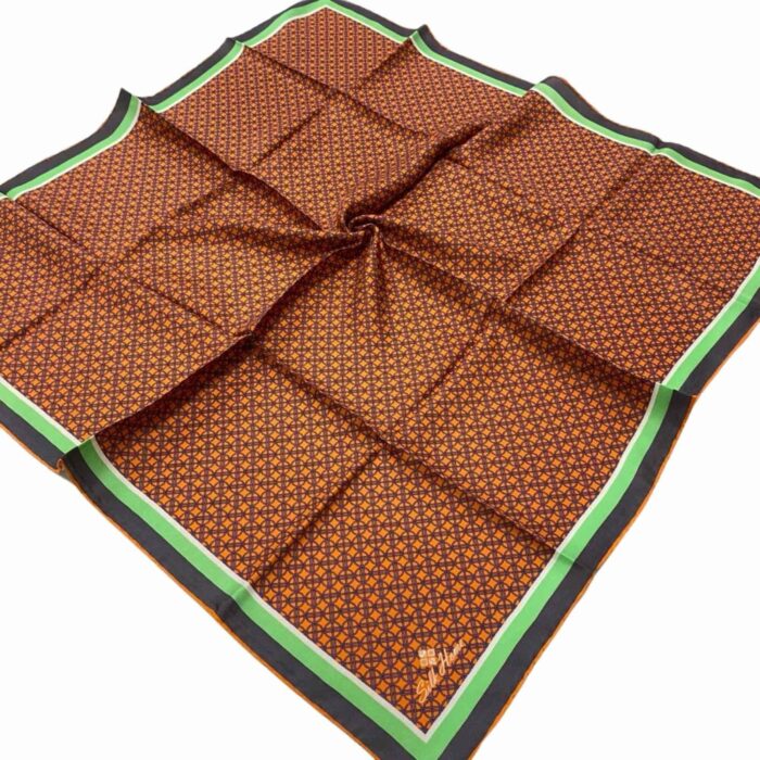Silk Home Turuncu Geometrik Desenli Tivil İpek Eşarp 11414-99 - Görsel 1