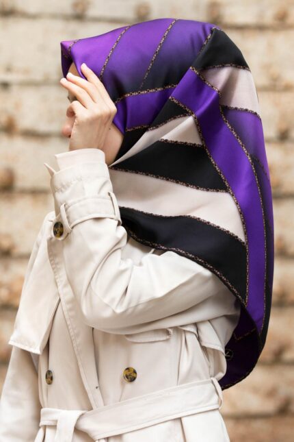 Vissona Mor Desenli Tivil İpek Eşarp 17518 - 23 - 01