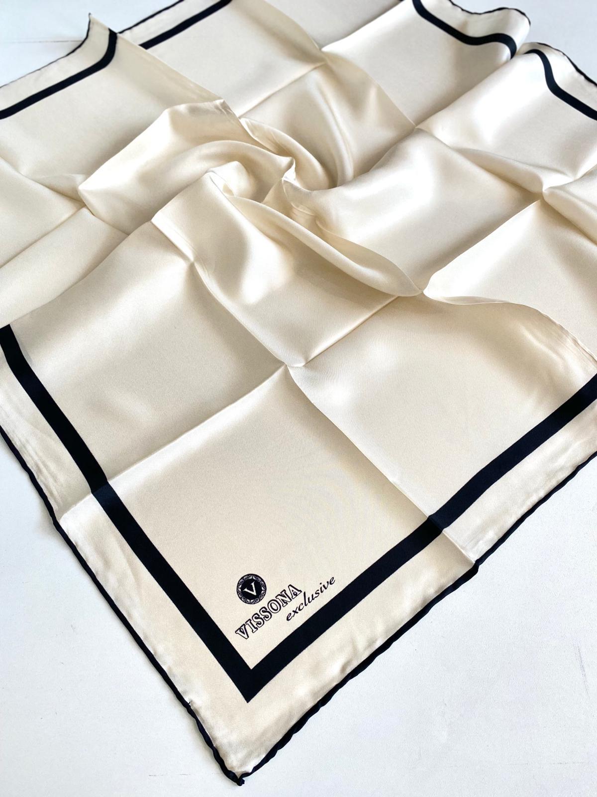 vissona-tivil-ipek-esarp-10150-0003-00-fc976- Vissona Tivil İpek Eşarp 10150 - 0003 - 0001 Krem Karışık Desen - Görsel 1