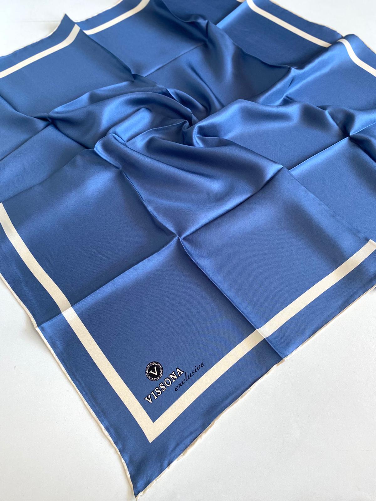 vissona-tivil-ipek-esarp-10150-0031-00-4cf5-b Vissona Tivil İpek Eşarp 10150 - 0031 - 0003 İndigo Karışık Desen - Görsel 1