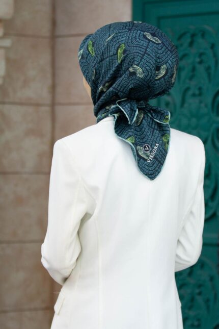 Vissona Tivil İpek Eşarp 51717 - 9 - 0040 - 0033 Lacivert Karışık Desen