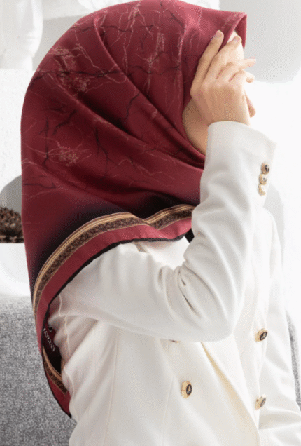 Vissona Tivil İpek Eşarp 60307 - 0018 Bordo Karışık Desen