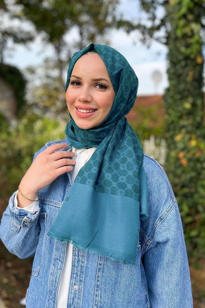 Aker Elegance Monogram Mavi Şal 1090100-923 - Görsel 1