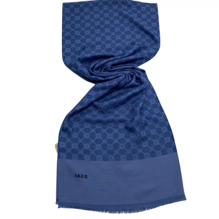 Aker Elegance Şal İndigo Monogram Desenli 1090100-922 - Görsel 1