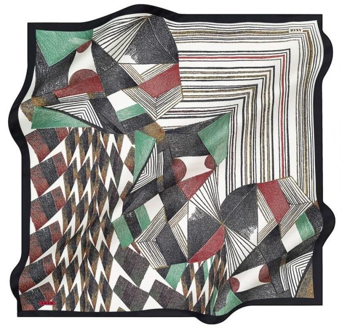 Aker Siyah-Krem Geometrik Desen Tivil İpek Eşarp 8413713-911 - Görsel 1