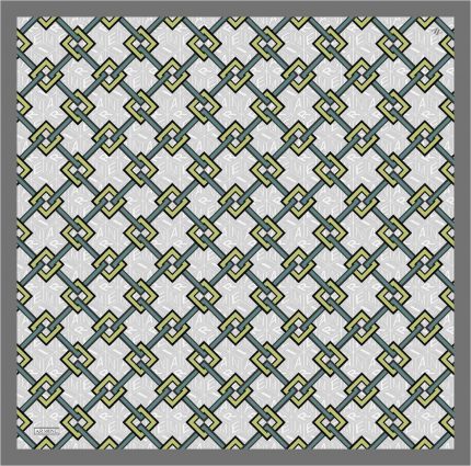 Armine Gümüş Geometrik Desenli Tivil İpek Eşarp 8940-11