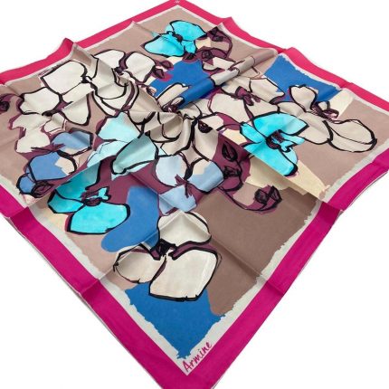 Armine Pembe Desenli Sura İpek Eşarp 8914-57