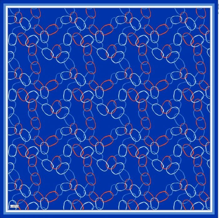 Armine Soft Saks Mavi Desenli Eşarp 6090-19 - Görsel 1