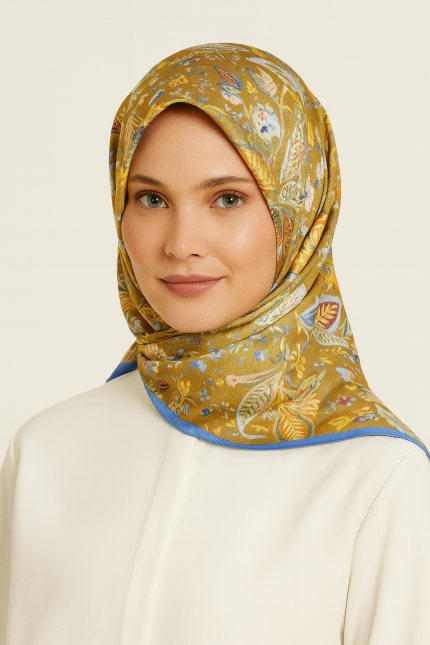 Armine Tivil İpek Eşarp 9227-53 Karamel Karışık Desen