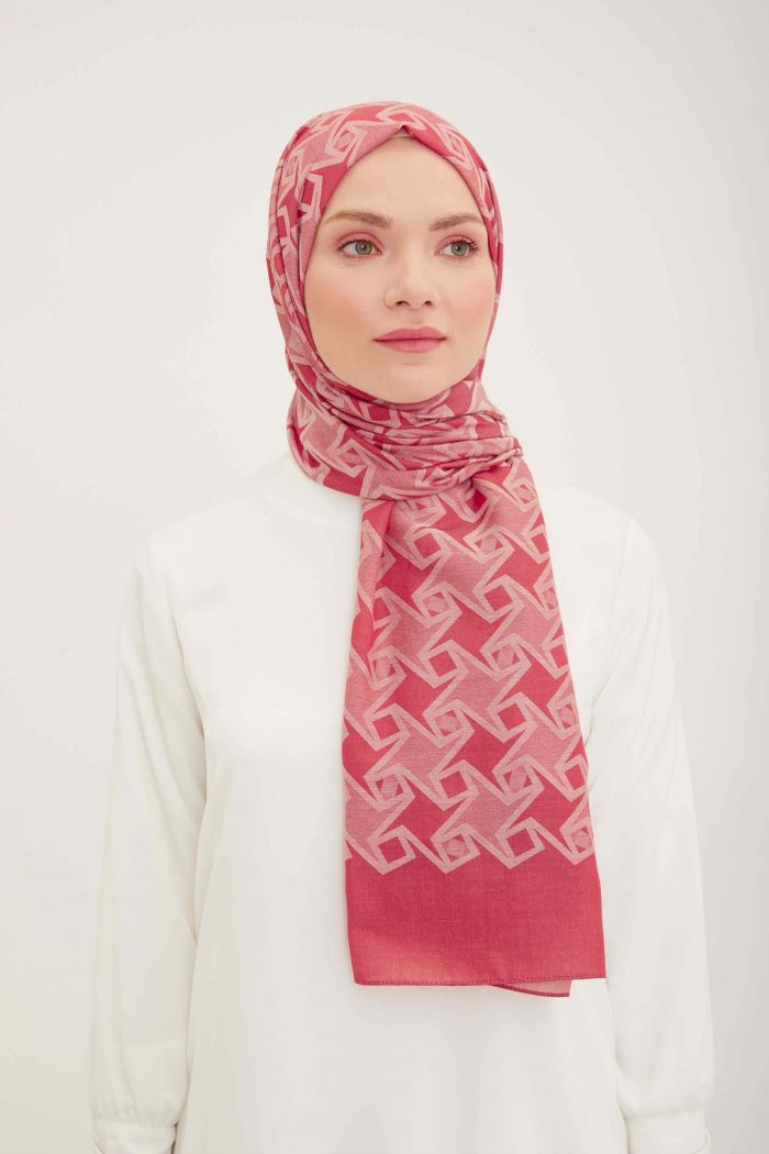 Armine Trend Akasya Şal Pembe Desenli 4 - 22031 - Görsel 1
