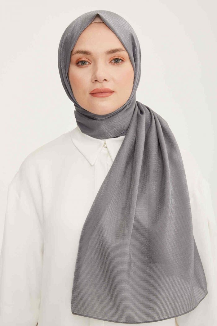 Armine Trend Gri Düz Renk Pırıltı Şal 2-23021 - Görsel 1