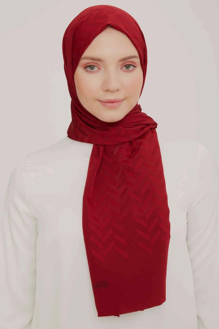 Armine Trend J.Capri Bordo Rengi Desenli Şal 1 - 132 - Görsel 1