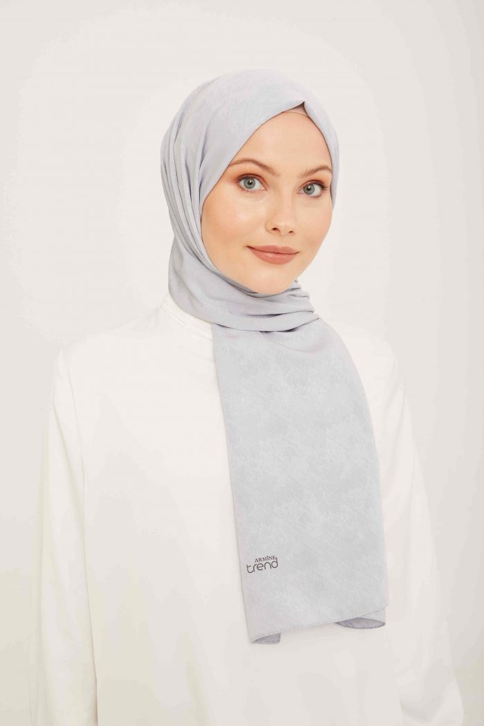 Armine Trend J.Capri Gümüş Düz Renk Şal 8-355 - Görsel 1