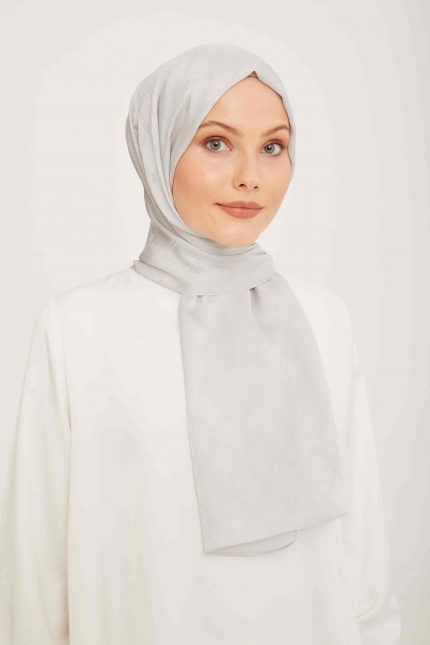 Armine Trend Jan Jan Gümüş Monogram Desenli Jakar Şal 6 - 3128