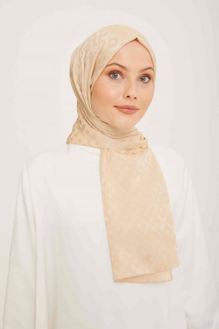 Armine Trend Jan Jan Koyu Krem Geometrik Desen Jakar Şal 5 - 3129