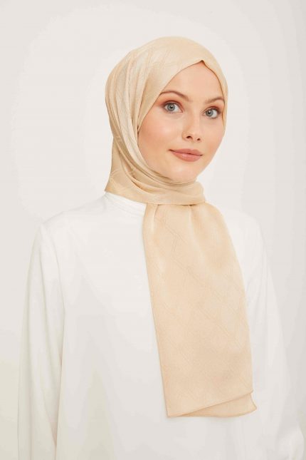 Armine Trend Jan Jan Krem Monogram Desenli Jakar Şal 6 - 3129