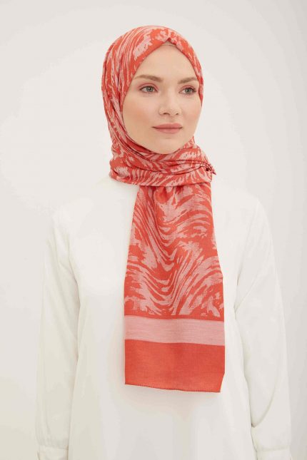 Armine Trend Kiremit Dalga Desenli Akasya Şal 2-22005