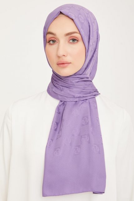 Armine Trend Lıfe Jakarlı Mor A Logo Dama Desen Şal 21085