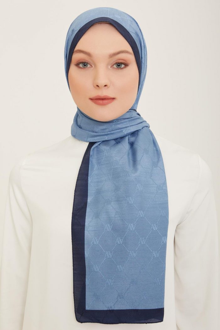 Armine Trend Monogram Şal 2-150 - Mavi - Görsel 1