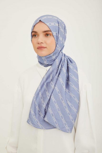 Armine Trend Pure Açık Mavi Zincir Desen Şal 16-23046