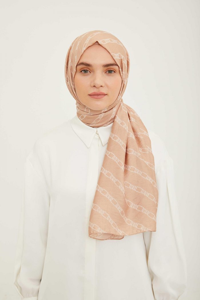 Armine Trend Pure Bej Zincir Desen Şal 16-23013 - Görsel 1
