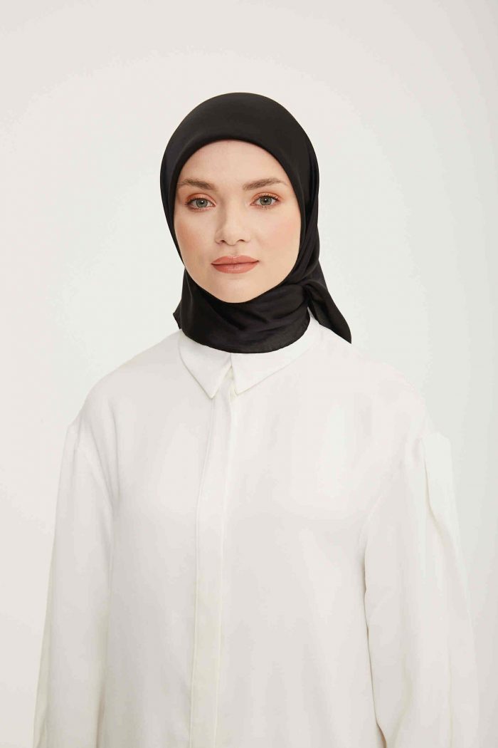 Armine Trend Siyah Düz Renk Jan Jan Şifon Eşarp 1075 - Görsel 1