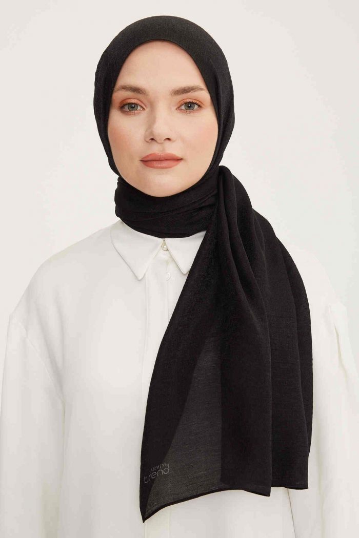 Armine Trend Siyah Düz Renk Pırıltı Şal 1-83 - Görsel 1
