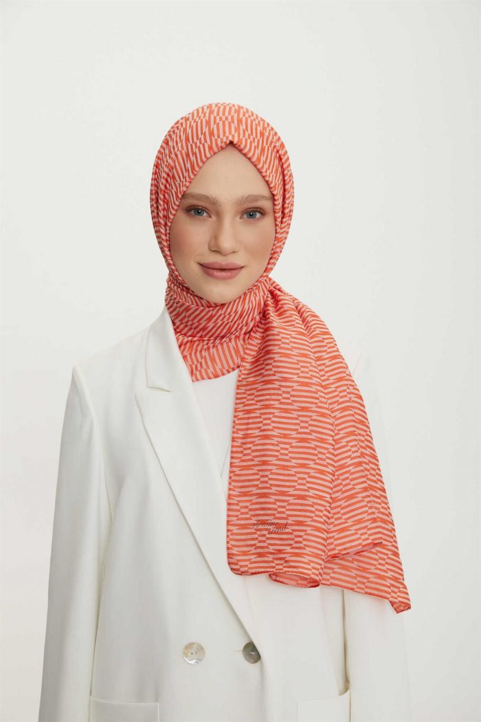 Armine Trend Turuncu Pure Lina Şal 10-2735 - Görsel 1