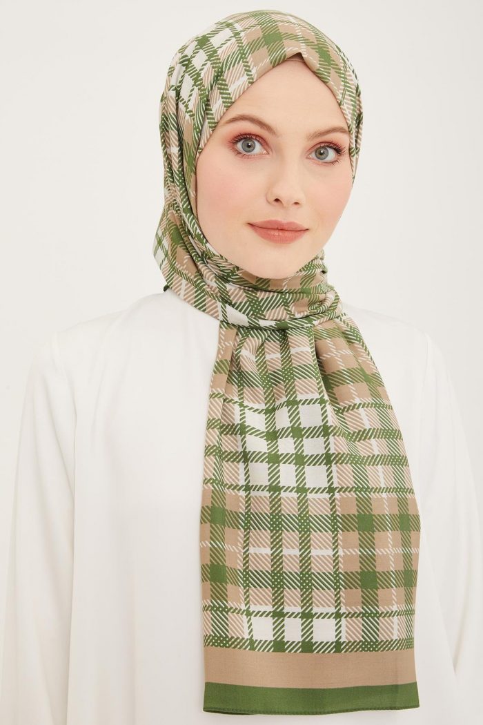 Armine Trend Yeşil-Vizon Ekose Desen Modal Şal 4713-16 - Görsel 1