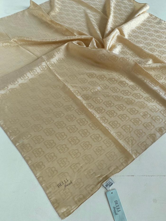 Belli Fresh Monogram Jakarlı Eşarp 1-58 Açık Sarı Desenli - Görsel 1