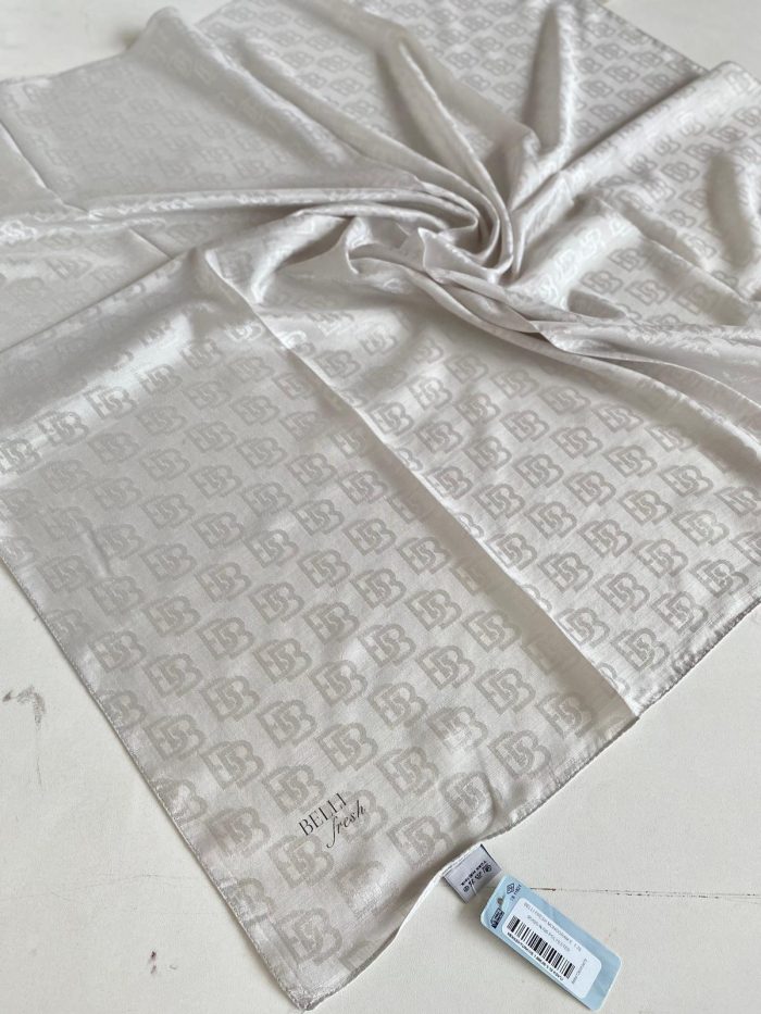 Belli Fresh Monogram Jakarlı Eşarp 1-78 Açık Gri Desenli - Görsel 1