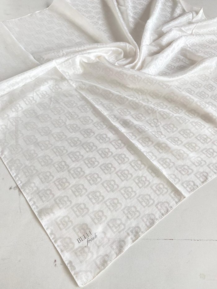 Belli Fresh Monogram Jakarlı Eşarp 1-72 Beyaz Desenli - Görsel 1