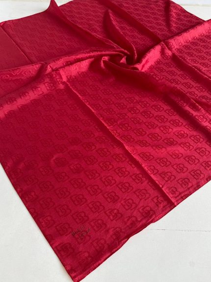 Belli Fresh Monogram Jakarlı Eşarp 1-98 Kırmızı Desenli