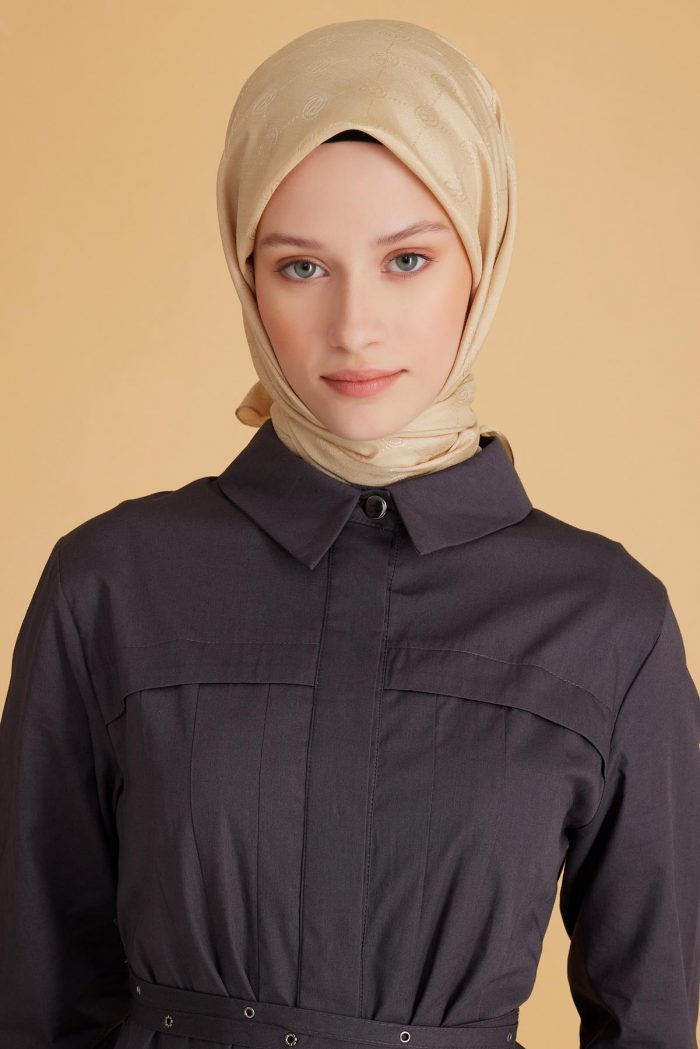 Belli Fresh Monogram Jakarlı Eşarp 2-58 Sarı Monogram Desenli - Görsel 1
