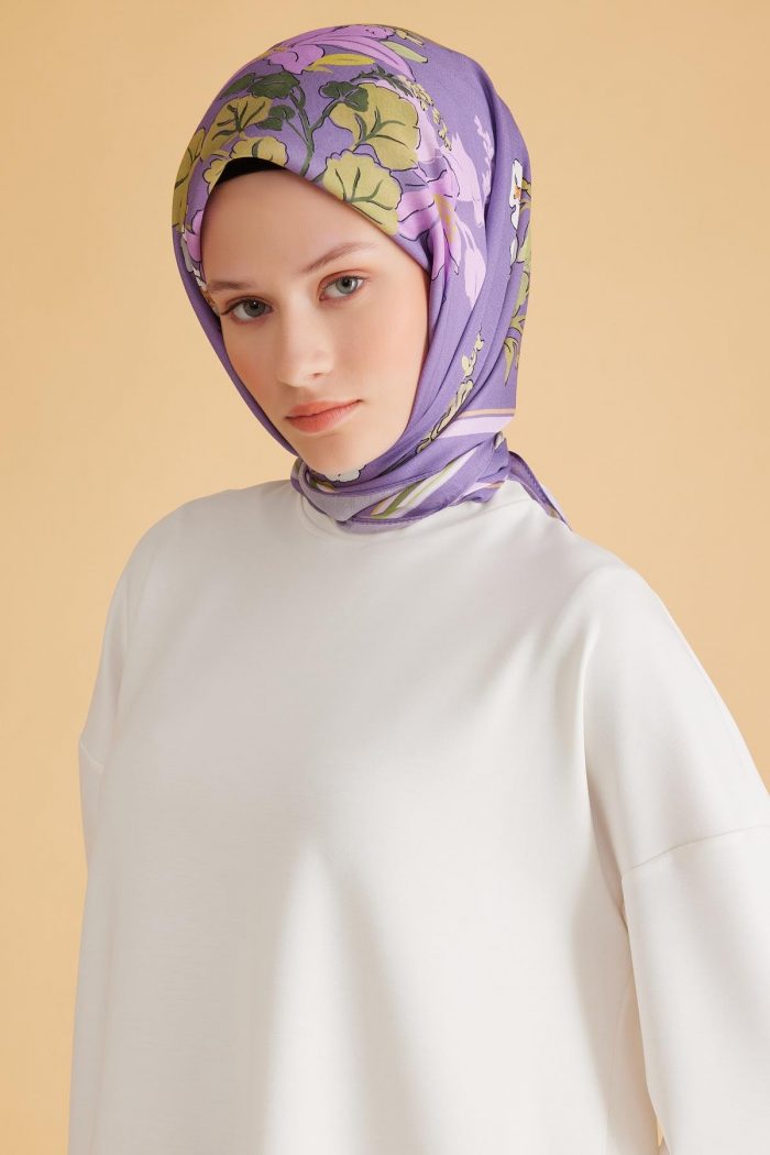 Belli Fresh Pure Eşarp 1-02 Mor Karışık Desen 49983 - Görsel 1
