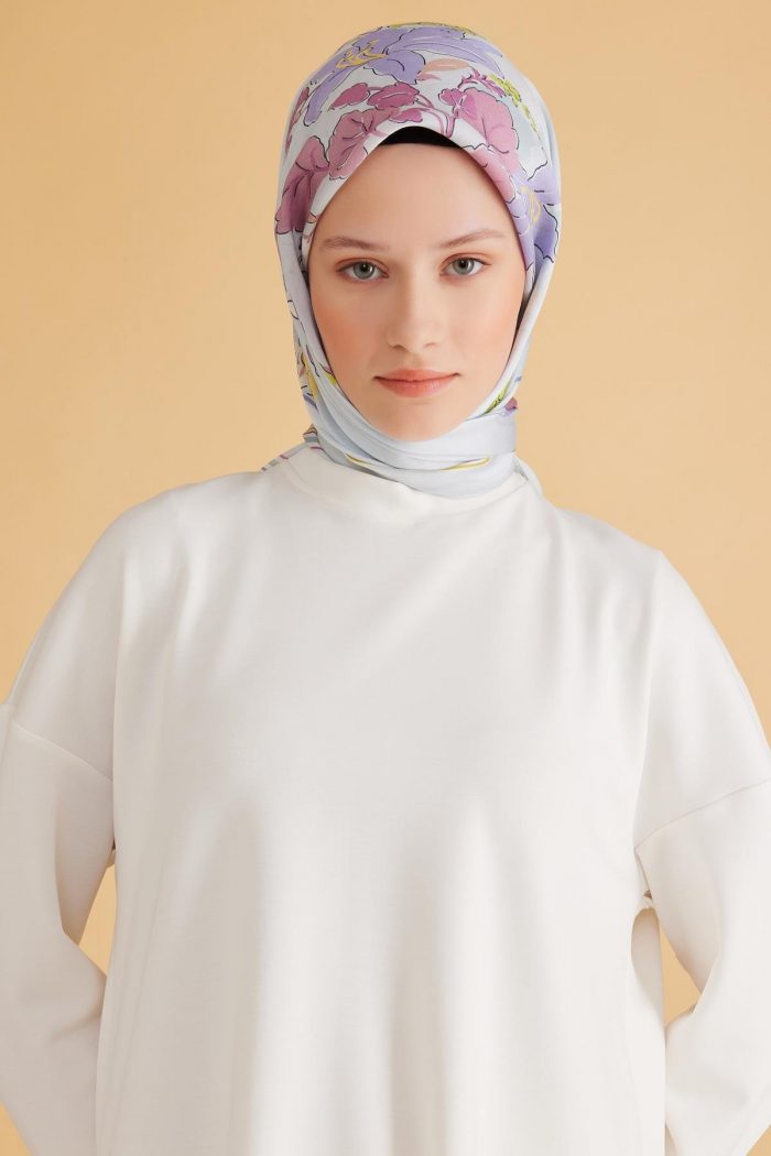 Belli Fresh Pure Eşarp 1-05 Buz Mavi Karışık Desen 49978 - Görsel 1