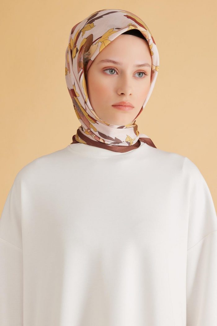 Belli Fresh Pure Eşarp 2-09 Kahverengi Karışık Desen 49989 - Görsel 1