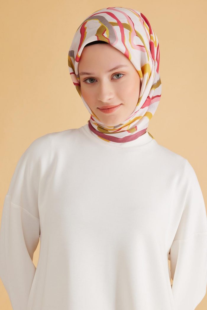 Belli Fresh Pure Eşarp 4-06 Pembe Karışık Desen 49972 - Görsel 1
